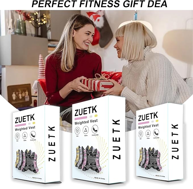 ZUETK Weighted Vest, 6lb/8lb/12lb/16lb/20lb/25lb/30lb Weight Vest with Reflective Stripe, Weighted Vest for Men Women Workout Equipment for Strength Training, Running, Jogging, Fitness, Weight Loss