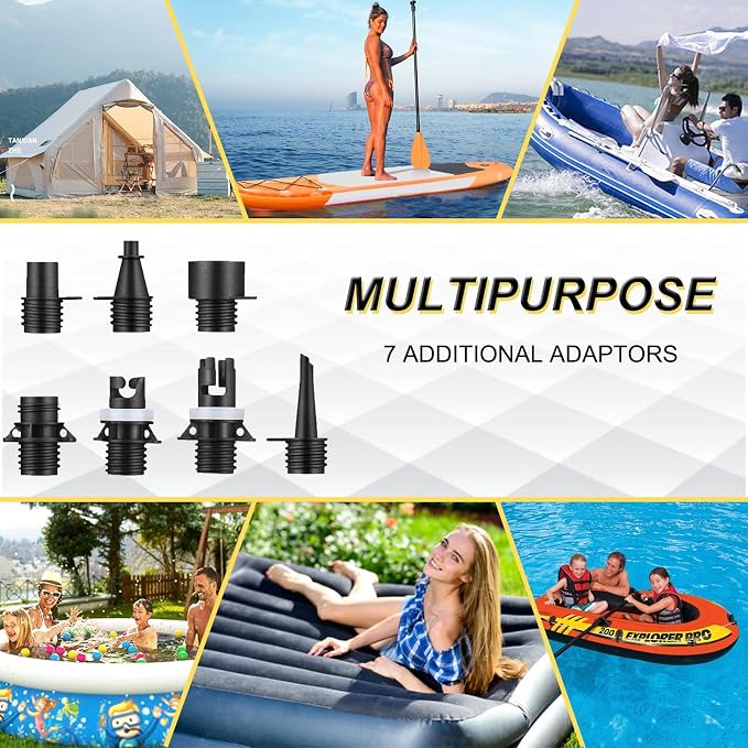 kosmegal Paddle Board Pump Electric Portable, SUP Pump for Paddleboard, 20PSI Air Compressor with Auto-Off, Deflation Function for Inflatables, Kayaks and Boats