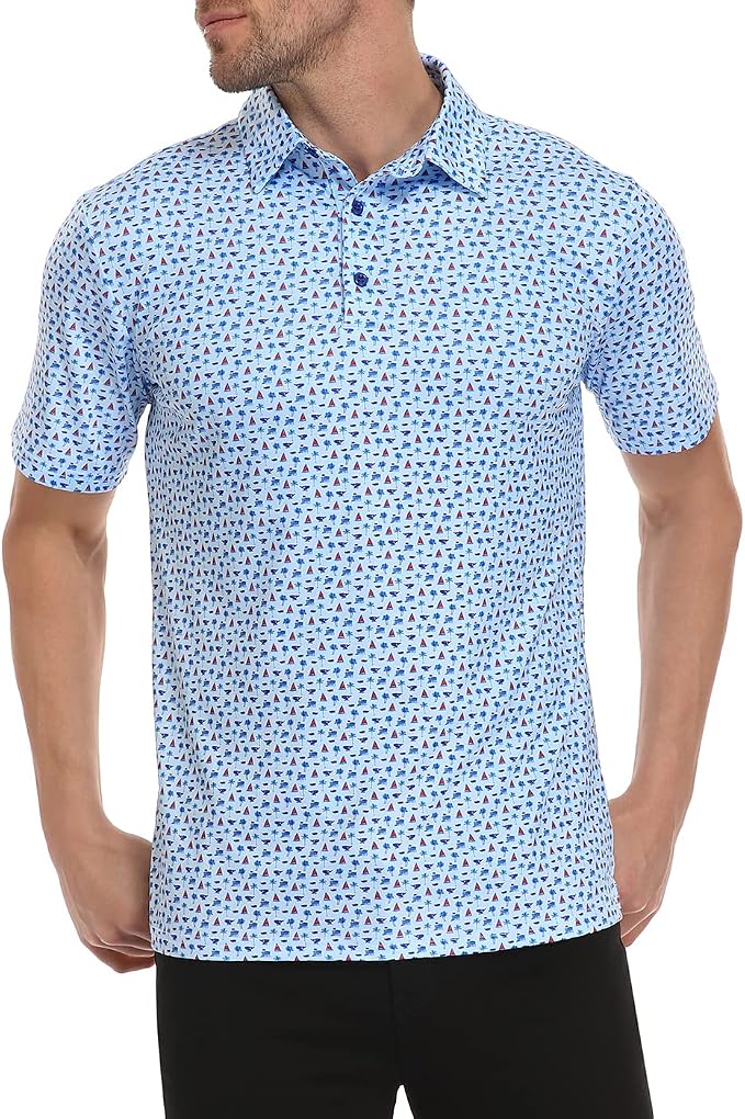 LRD Golf Shirts for Men UPF 50 Moisture Wicking Short Sleeve Polo Shirt