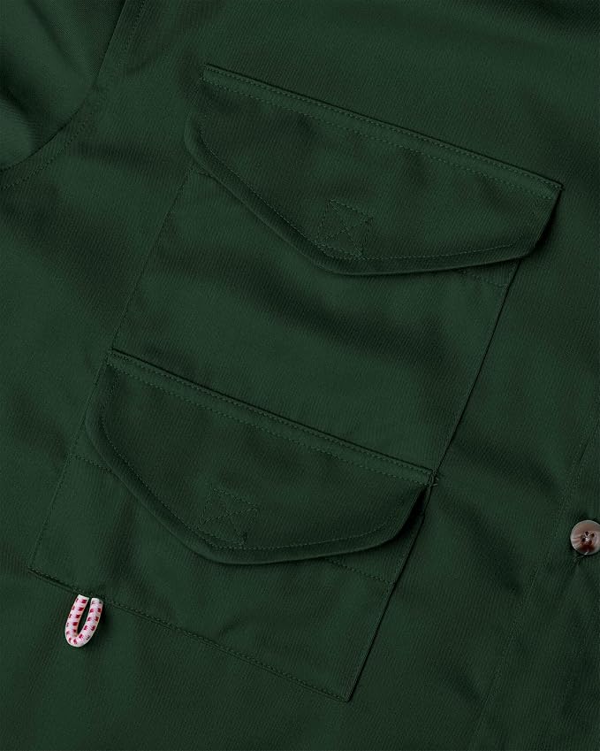 Alimens & Gentle Short Sleeve Fishing Shirt Wicking Fabric Sun Protection Casual Button Down Shirts