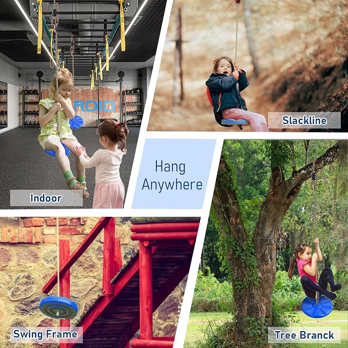 IFOYO Tree Rope Swing Disc, Rope Swings Round Kids Swing Seat Strong Disc Swings for Outdoor Backyard Playground Holds 220lbs/100kg for 3-10 Years Kids Children, Blue