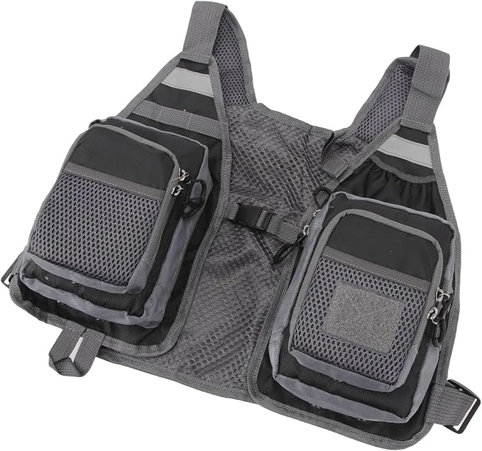 Fly Fishing Vest, Multi Pockets Lightweight Mesh Vest with Adjustable Straps for Men and Women, Breathable Fishing Gear for Trout Travel