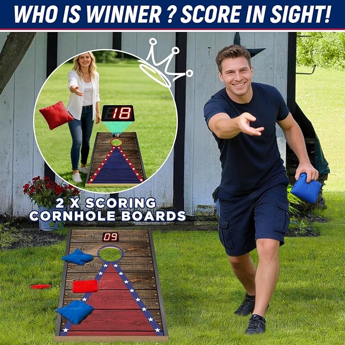 Cornhole Board Set with 8 Bean Bags 3x2 ft Portable Tabletop Cornhole Game Set for Home Office Corn Hole Games for Adults Kids Indoor Outdoor Games