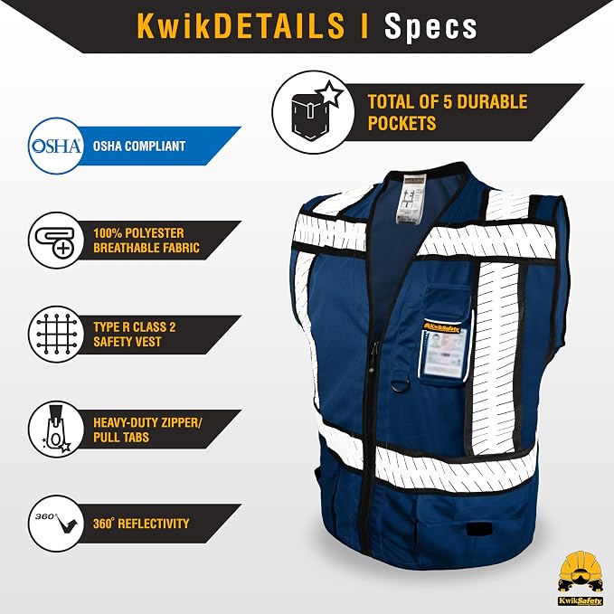 KwikSafety - SHERIFF & SPECIALIST Safety Vest [Multi-Use Pockets] Class 2 & Class 3 Hi Vis ANSI OSHA Safety Vest for Men