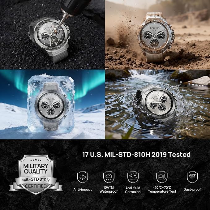 Mibro GS Explorer S Titanium Outdoor Adventure Smartwatch for Men, Dual-Band GPS with Offline Maps, Military-Grade, 20-Day Battery, 10 ATM Waterproof for Freediving, 150+ Sports Modes (Silicone Strap)