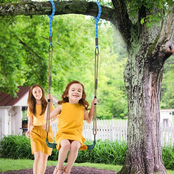 SELEWARE Hammock Straps, 2ft Tree Swing Rope for Hammock Chair Hanging Kit, Extension Rope with Carabiner for Indoor Outdoor Playground Tree Swings Camping Hammock Accessories (Blue, 2 Pack)