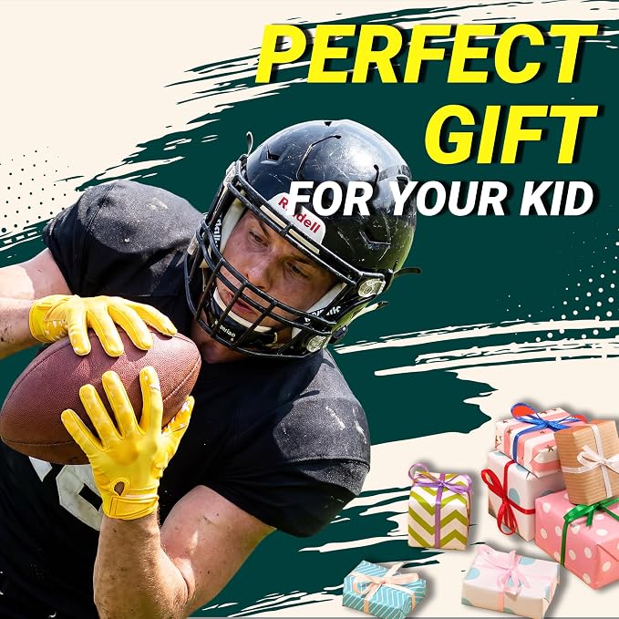 Football Gloves for Youth and Adult Men,Sticky Adhesive Palms Receiver Gloves,Grip Boost Flag Football Accessories Gifts for Family and Friends