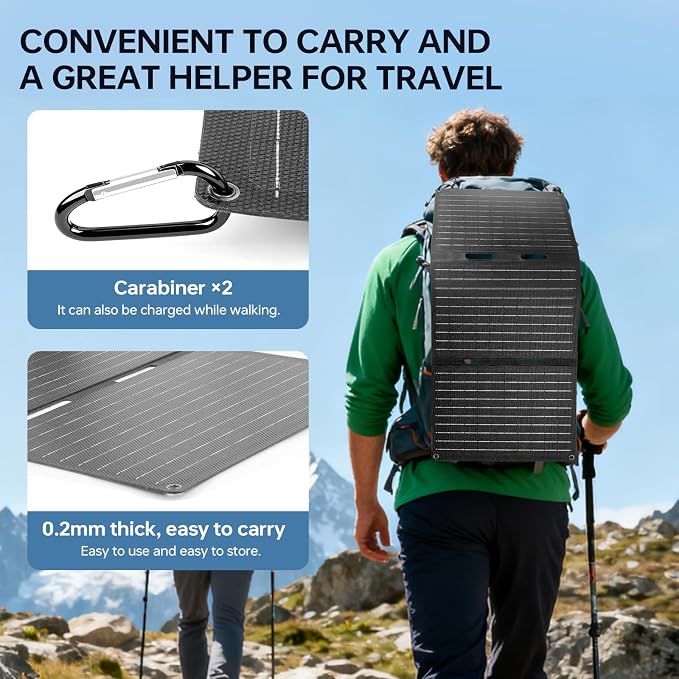 30W Foldable Solar Charger, High-Efficiency Portable Solar Panel with PD20W Type-C, QC3.0 & DC Output, Waterproof ETFE Solar Power Station for Camping, Hiking & Emergency