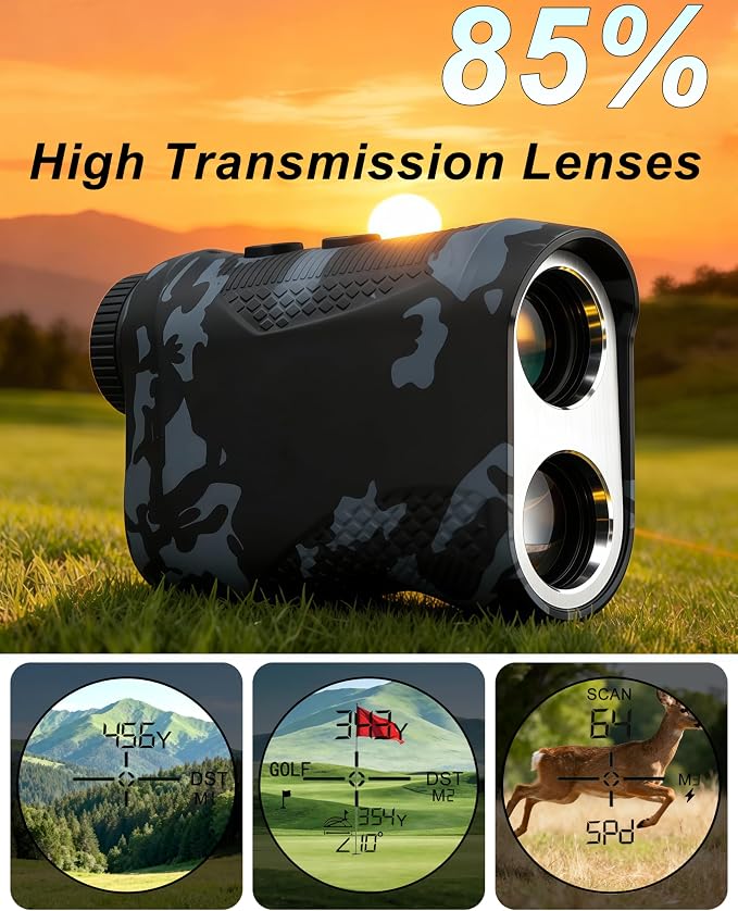 Golf Rangefinder with Slope Switch, 1200 Yards Range Finder Golfing with Flag Lock, 7X Magnification,Flag Pole Locking with Pulse Vibration, Rechargeable,Golf Accessories for Men