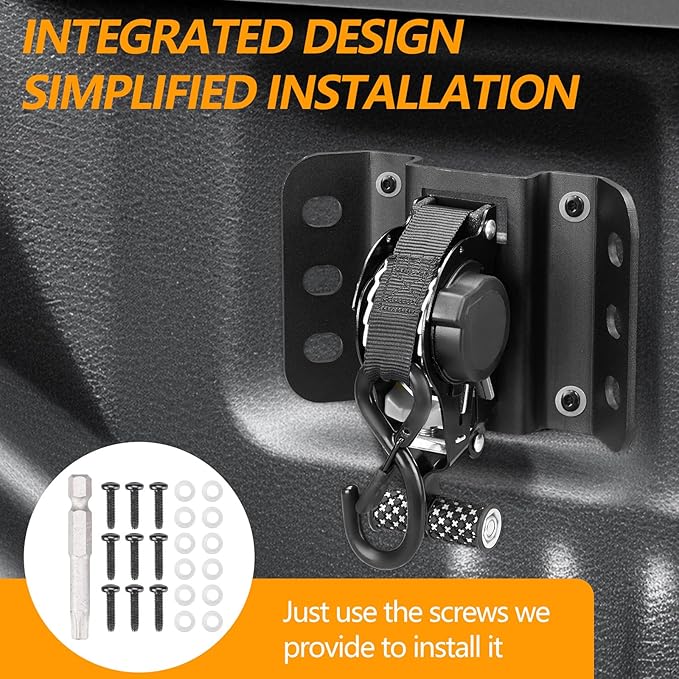 Hifybaty 2PCS Retractable Tie Down Straps for 2015-2025 Ford F150, Retractable Ratchet Straps 10 Ft Self Retracting Tie Down with Boxlink Plates Mounted Brackets Bed Mount Heavy Duty Bolt on