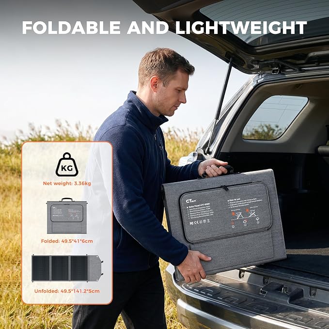 100W Portable Solar Panel for Power Station Generator, 19.8V Foldable Solar Cell with High-Efficiency Battery, IP65 Waterproof, Solar Charger for Outdoor Camping Van RV Emergency Power Supply