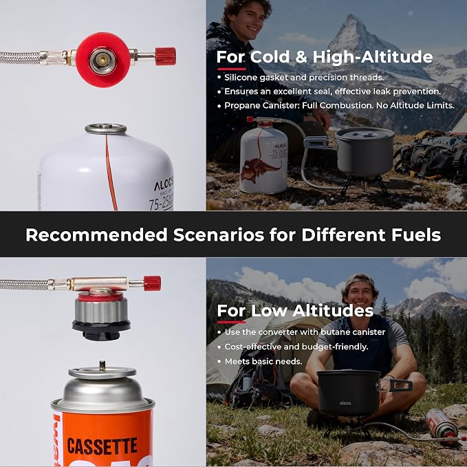 Alocs 2800W Backpacking Stove, Portable Camping Stove with Ignition, Mini Camp Stove with Butane Adapter, Foldable Gas Stove with Carry Bag for Outdoor Cooking, Hiking, Picnic, Emergency use