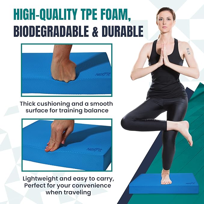 High-Density Balance Pad - Durable TPE Foam Balance Pad Physical Therapy, Foam Exercise Pad with Non-Slip Surface, Lightweight for Home & Gym Workouts, Core Strength & Balance Enhancement