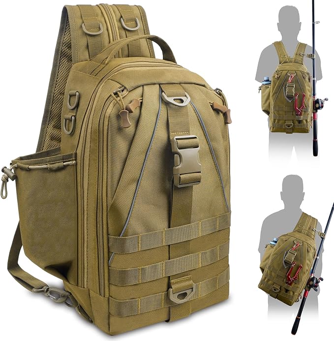 Fishing Backpack Tackle Bag for Fishing Gear Equipment, Gifts for Men | Fishing Gear Tackle Storage Backpack with Rod Holder, Lightweight Versatile Bag for Fishing Hiking Hunting