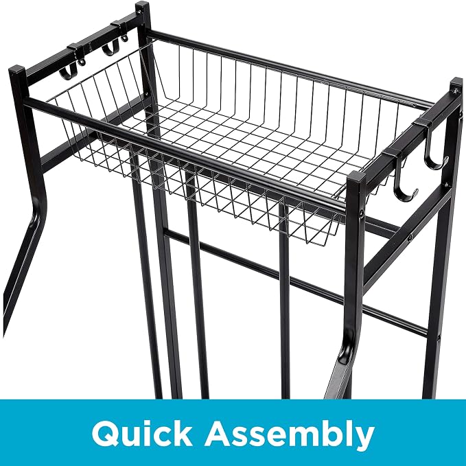 BIRDROCK HOME Bike Rack Garage Storage Floor Stand - Freestanding Organizer for Outdoor Yard - Upright Wall Mount for Scooters, Rakes, Motorcycles, Hoverboards, Gloves - Holds 2 Bicycle - Black