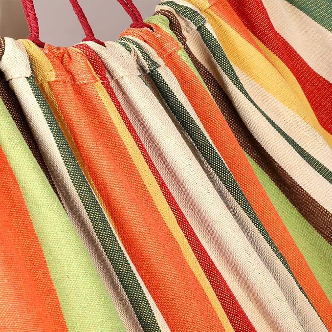 Cotton Canvas Hammock, Comfortable Fabric Camping Hammock with Tree Straps, Up to 440lbs with Travel Bag for Camping Outdoor/Indoor Patio Backyard(Orange, Without bar)