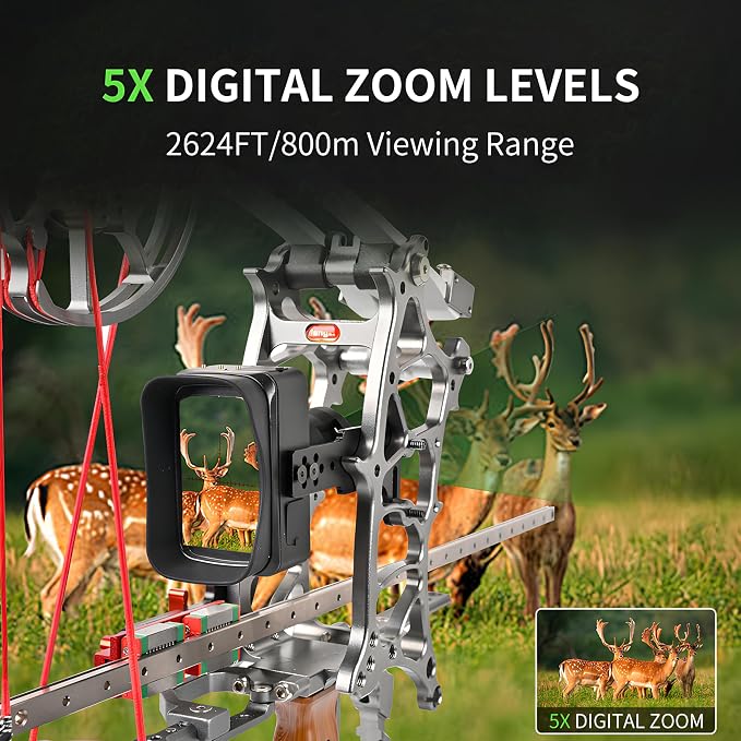 Archery Night Vision Bow Sight - 4K Night Vision Digital Crosshair Monocular Scope with Rechargeable Battery for Compound Bow Crossbow 5X Digital Zoom, Adaptable Right or Left Handed Mount