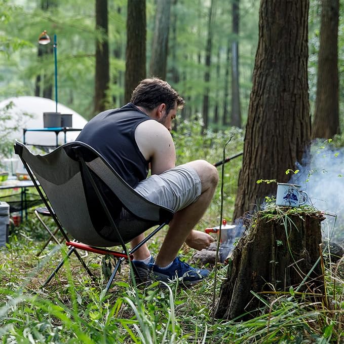 Naturehike Camping Chair, Foldable with Storage Bag, Outdoor Portable Chair for Adults, Lightweight, Supports 330lbs, Backpacking Chair for Fishing, Hiking, Beach, Lawn