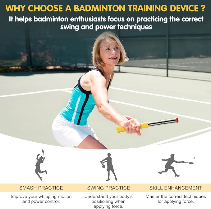 Badminton Power Trainer with Magnetic Resistance, MOOJAY 33N Swing Trainer, Sound Feedback for Correct Technique PP Handle, for Training, Fitness, and Professional Use