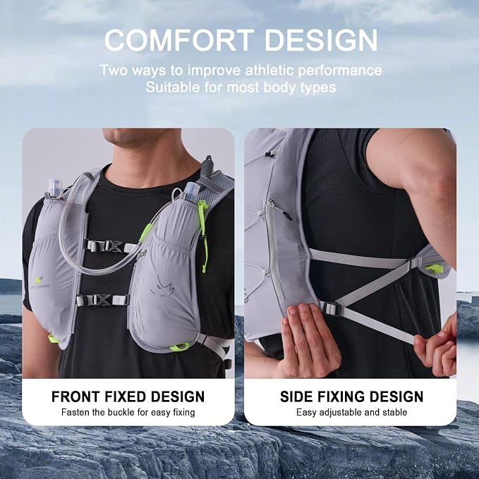N NEVO RHINO 5.5L Running Vest for Women Men, Lightweight Hydration Vest with 1.5L Water Bladder, Breathable Water Backpack for Hiking Marathon Running