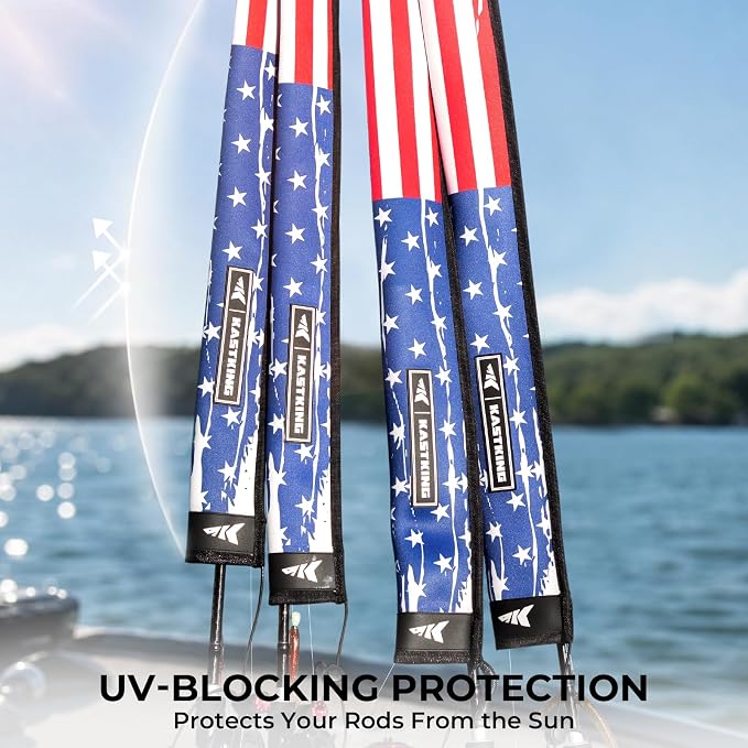 KastKing MeshGuard Rod Socks, Fishing Rod Sleeve, Neoprene Fishing Pole Sleeve, Fishing Rod Covers, Built-in Hanging Loop & Adjustable Lanyard, Fits Casting, Spinning, & Fly Rods