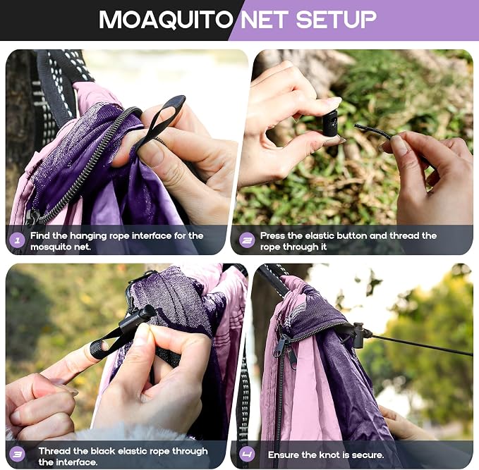 Camping Hammock Mosquito Net,Double & Single Portable Hammocks for Kids Hammocks with 2 Tree Straps,Hammock Tent for Travel Camping,Camping Accessories for Indoor Outdoor Hiking Backpacking