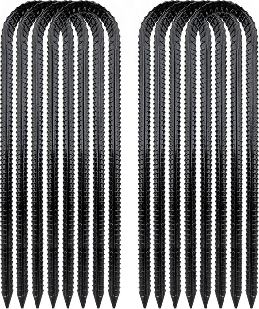 Garden Stakes Galvanized Steel, 16IN U Hook Ground Anchors Heavy Duty Rebar Stakes for Outdoor Decorations, Tent, Fencing and Landscape 8 Pack