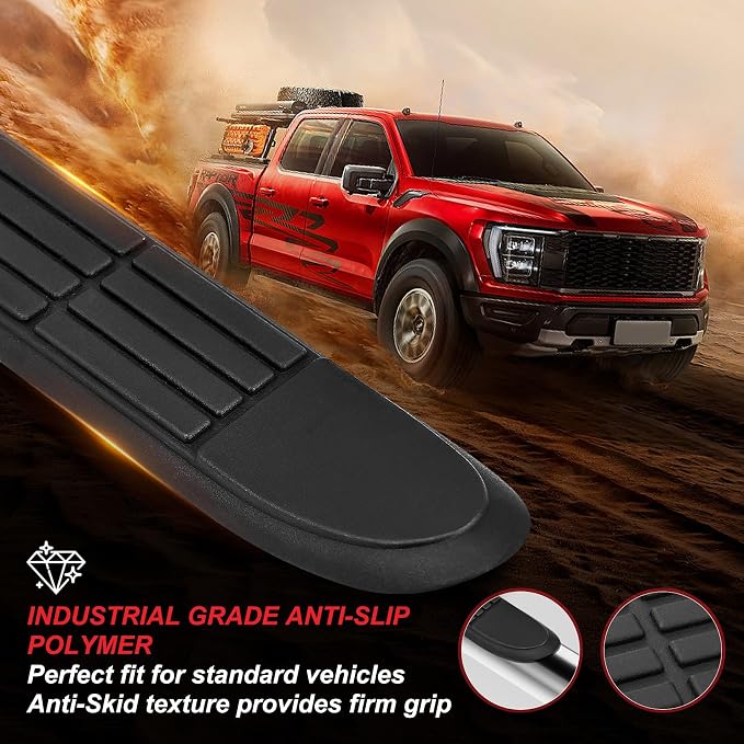 Replacement Step Pad for 3" Round Tubes with 4 Holes, 19.6" X 3.1"(18.6" Outer Hole Spacing) – Durable Non-Slip Replacement Step Pad Set of 4, Easy Installation——Verify Tube Size & Hole Spacing!