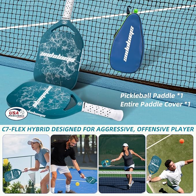 Pro Pickleball Paddle| T700 Carbon Fiber Pickleball Paddles with 16mm Polymer Honeycomb Core & Overgrips| Premium Pickle Ball Racket Enhanced Control & Spin & Power| USAPA Approved
