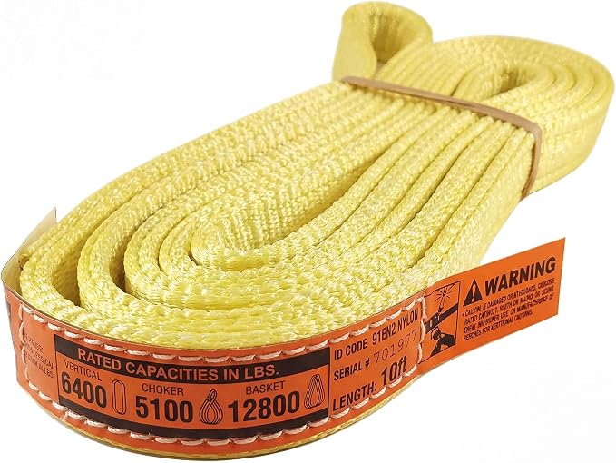 DD Sling 1" x 10' Nylon Endless Lifting Sling – USA Made, 6,400 lb Vertical, 5,100 lb Choker, 12,800 lb Basket – 2 Ply Heavy Duty 900 Webbing, Type 5 Endless Rigging Sling