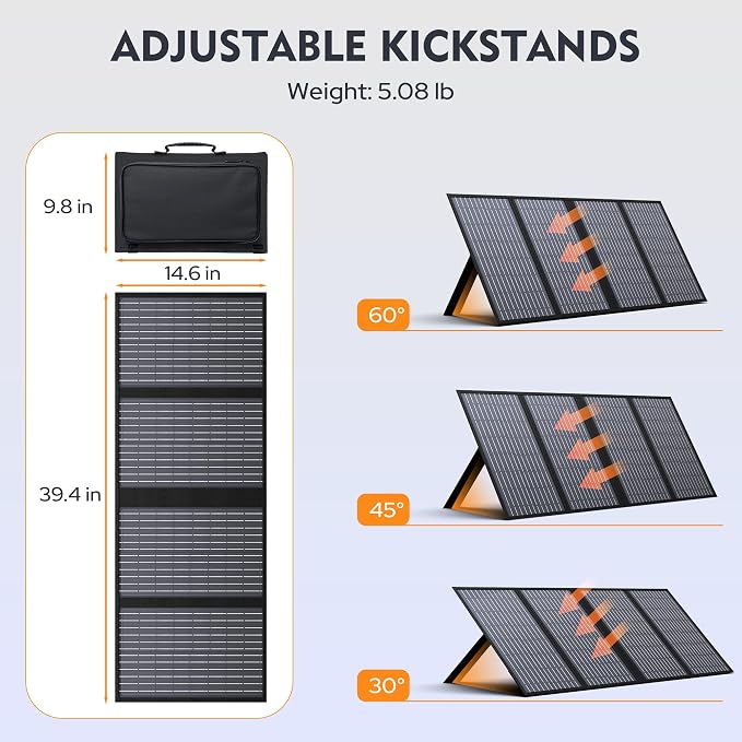 ENGINSTAR 60W Foldable Solar Panel Charger with 18V DC Outlet for Portable Power Stations EnginStar/Jackery/Rockpals/Flashfish, Portable Solar Generator with QC 3.0 for Outdoor Camping Van RV Trip