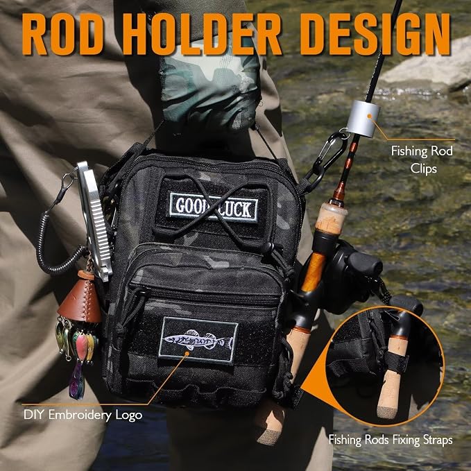 Dovesun Small Fishing Backpack, Waterproof Fly Fishing Sling Pack Tackle Bag with Tackle Boxes