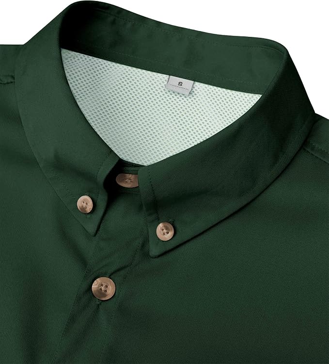 Alimens & Gentle Short Sleeve Fishing Shirt Wicking Fabric Sun Protection Casual Button Down Shirts