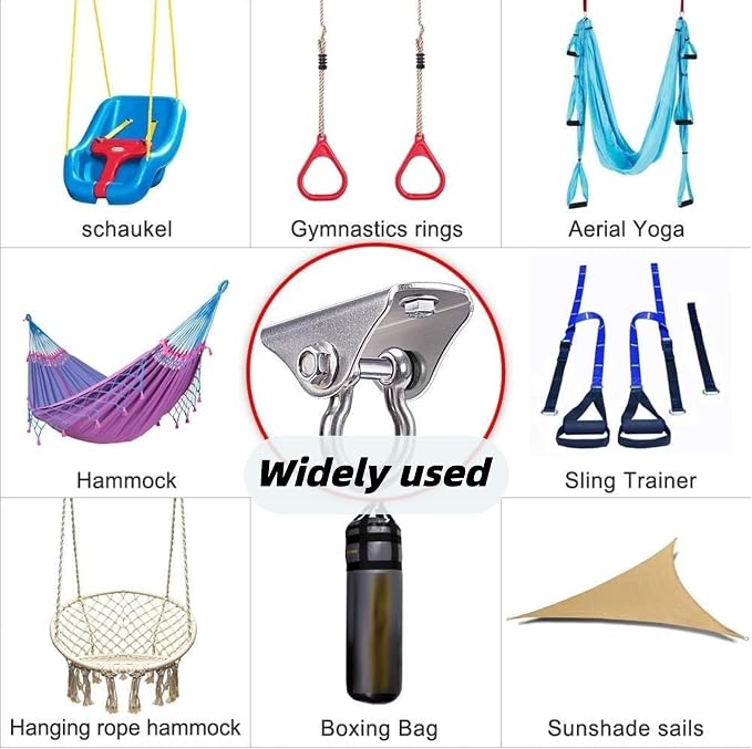 SELEWARE Heavy Duty Swing Hanger Stainless Steel Swing Hooks Ceiling Mount Swing Hardware for Porch Swing Set Hammock Chair Heavy Bag Yoga Silk