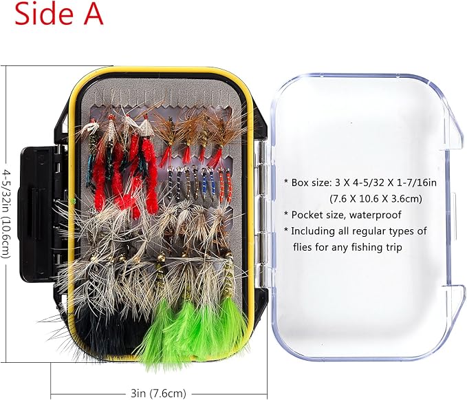 BASSDASH Fly Fishing Flies Kit Fly Assortment Trout Bass Fishing with Fly Box with Dry/Wet Flies, Nymphs, Streamers, Popper