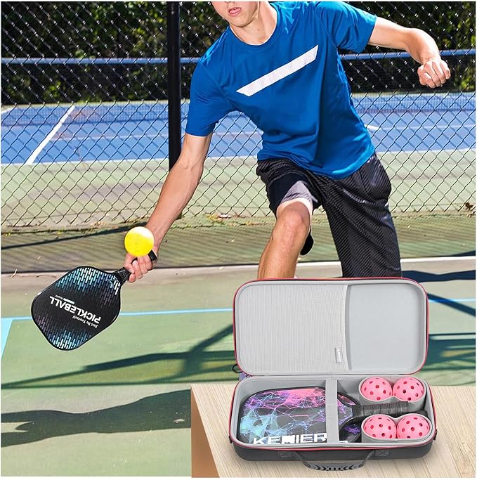 RLSOCO Pickleball Paddles Case Holds 2 Rackets and 4 Ball - Hard Protective Bag Fits for Selkirk Sport/Warping Point and All Pickleball Paddle Shapes and Sizes (Case Only)