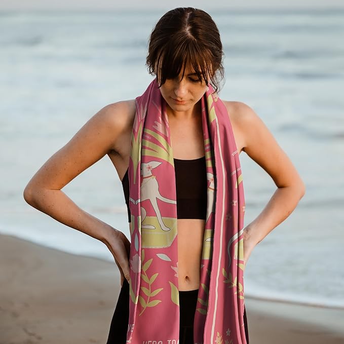 Hero Microfiber Large Beach Towel Compact for Travel (Be Pawsitive, 40" x 72")