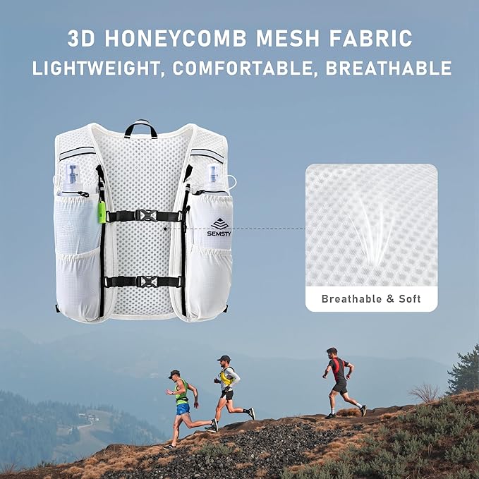 Running Vest for Women Men, 5L Hydration Vest with Dual 500ml Soft Flask, Lightweight Water Backpack, Adjustable Chest Straps Running Hydration Backpack for Running Cycling Hiking