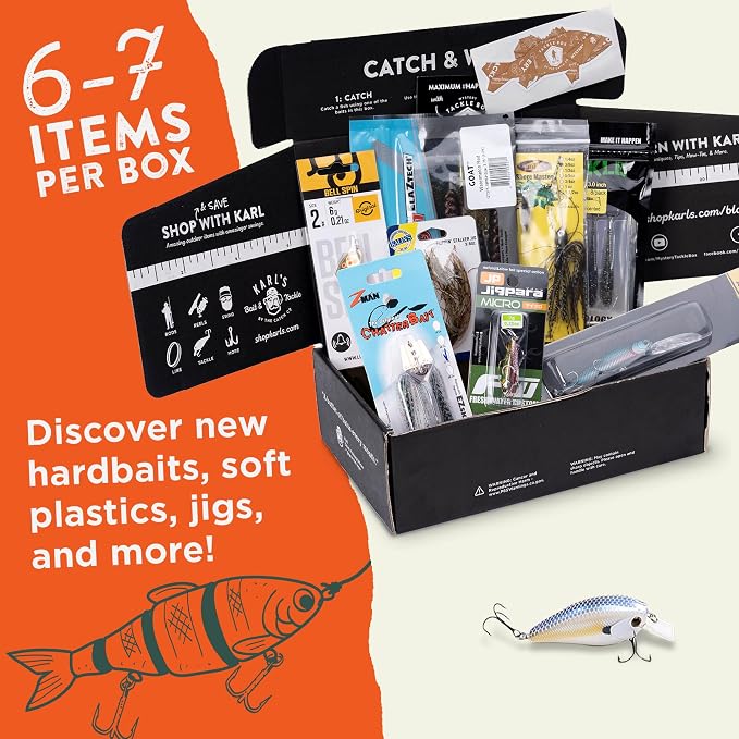 Catch Co Mystery Tackle Box Freshwater Catch All Fishing Kit | Freshwater, Bass, Trout, Catfish, Crappie, Fishing Gifts for Men, Lures, Baits, Jigs,