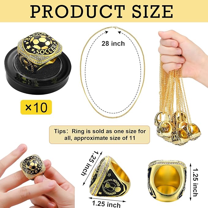 Highergo 10 Pcs Basketball Softball Baseball MVP Dancer Champion Trophy Ring with Display Stand Star Football Soccer Volleyball Golf Cheerleading Bowling Track Field
