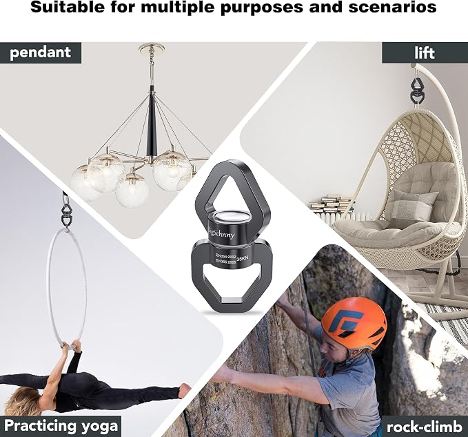 Swing Swivel, 35KN Safety Rotational Device,Swing Spinner for Web Tree Swing, Aerial Dance, Children's Swing, Hanging Hammock（Full Grey）