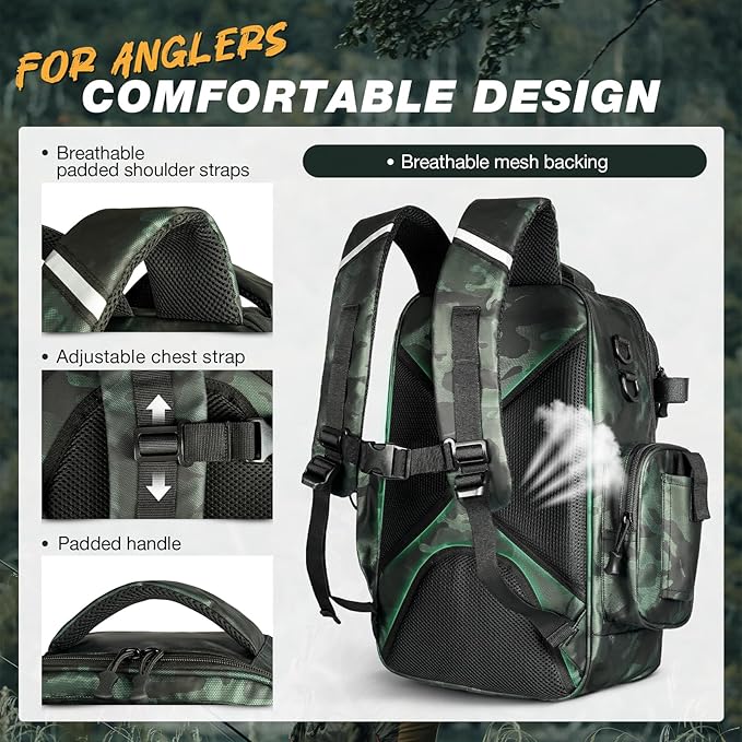 Ghosthorn Fishing Backpack Waterproof Tackle Bag Sling Bag Gift