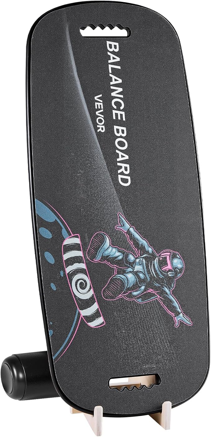 VEVOR Balance Board, 2-in-1 Wobble Board Trainer for Adults, Premium Wooden Balance Training Equipment, with Roller, Magnetic Stoppers, Storage Rack, for Core Workouts, Surf Trainer & Physical Therapy