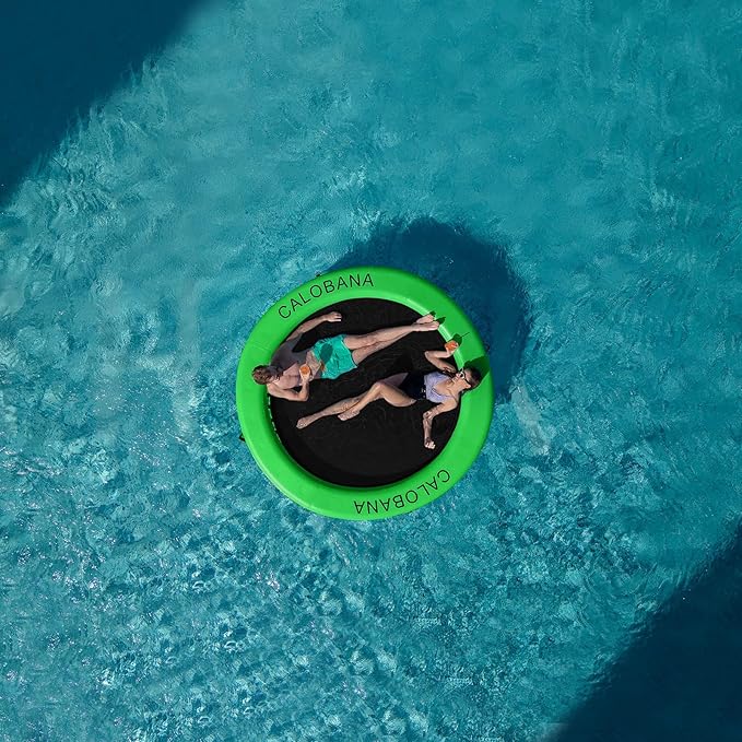 CALOBANA Round Floating Ring Inflatable Water Hammock Heavy Duty River Floats Lake Raft for Adults Tanning Pool Lounger Float Island Platform Pad Mat for Party