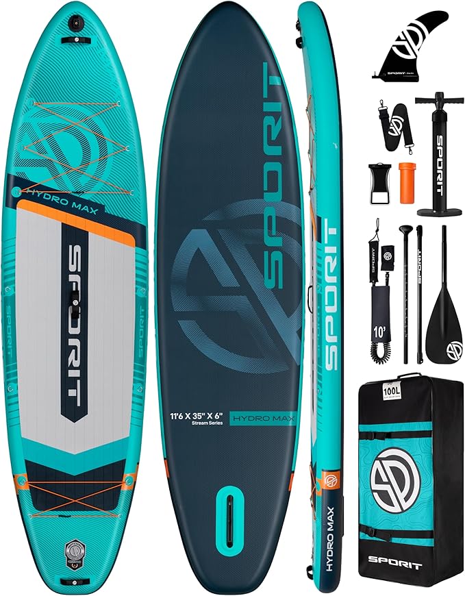 11'6×35" Super Wide Inflatable Stand Up Paddle Board, Ultra Stable SUP Board for Adults, 450lb Capacity with Shoulder Strap, 100L Backpack, Removable US Fin, Floating Paddle, Safety Leash