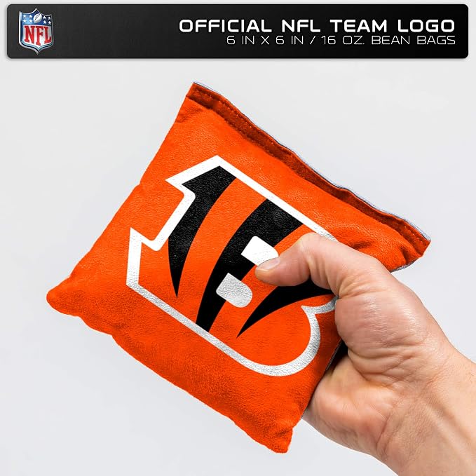 NFL Pro Football Dual Sided Bean Bags by Wild Sports, 8 Count, Premium Toss Bags for Cornhole Set - Great for Tailgates, Outdoors, Backyard