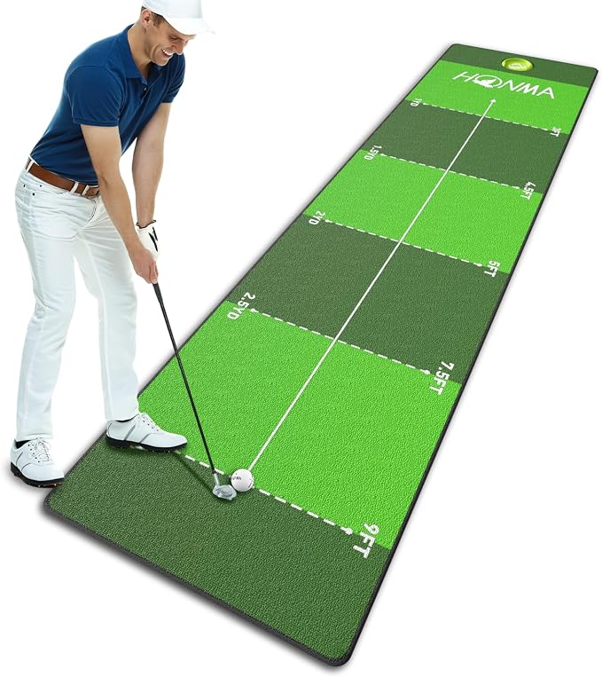 Honma Golf Putting mat with Distance Marker,26in X 9ft Golf Putting Green Indoor for Training fit for Home,Office & Outdoor