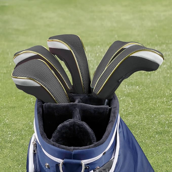 Andux 4Pcs/Set Gold Golf Hybrids Club Head Covers with Dial No. Tag MT/HY12