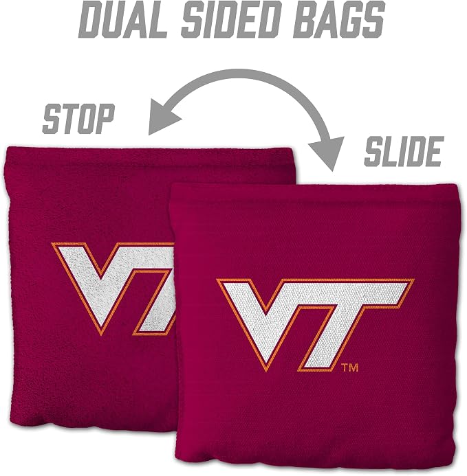 YouTheFan Officially-Licensed NCAA Set of 8 Cornhole Bags - All Weather Dual Sided Slide & Stop - Regulation Size with Carry case