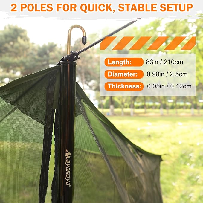 Screen House for Hammock with Tarp Poles, AYAMAYA Large Size 18 x 11 FT Camping Tarp with Mosquito Net, Portable Hammock Tent Rainfly with Bug Net for Picnics Backyards Backpacking Camping Beach